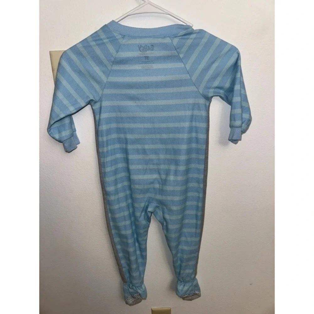 Bluey Toddler Boys Girls Fleece Footed Pajamas Blue Grey Zip Up Sleep 3T (E)
